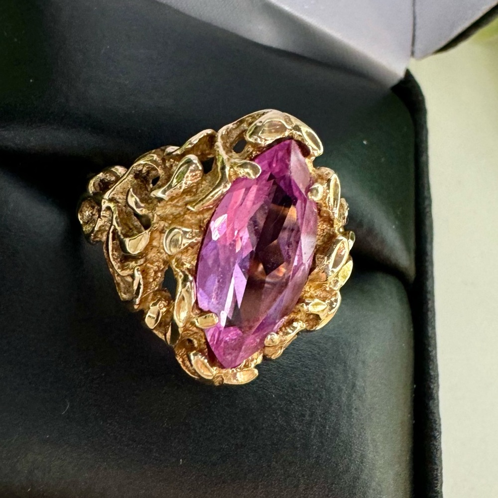 Estate Gold Ring with Pink Gemstone